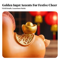 New Year Gift Resin Horse with Gold Ingot Symbol of Prosperity Chinese Astrological Horse Figurine Traditional Craftsmanship for Office Desk
