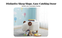 Cute Creature Design Sheep-Shaped Storage Stool Multi-Functional Furry Storage Stool Multifunctional Footrest Soft Upholstery for Adults, Homeowners, Parents, Entryway, Living Room, Bedroom, Nursery