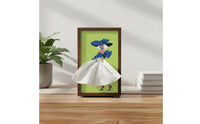 Wooden Tissue Box Holder Framed Front Panel Rectangular Tissue Box Holder Vertical Design