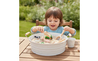 Metal Basin with Wooden Handles Sturdy Iron Sensory Tub for Children, Water Play, Classroom