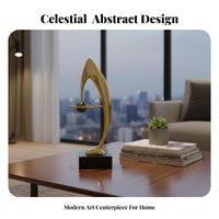 Luxury Accent Piece Saturn Circle Figurine Modern Metal Ornament for Living Room, Hotel Lobby, Entryway