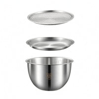 Flared Edge Kitchen Bowl Set Wide Rim Stainless Steel Bowl Silver Finish Shallow Plate Slim Design for Washing, Draining