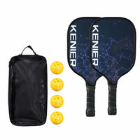 2 Pieces Wrapped Handle Pickleball Paddles with Balls and Bag White Edge Trim Pickleball Paddle Set Pair Sports Equipment Long-Lasting