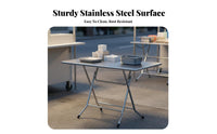 Stainless Steel Folding Table Space Saving Square Folding Table Easy to Clean Portable Work Bench for Chefs, Professionals, Outdoor, Catering, Kitchen