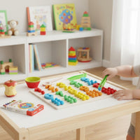 Early Learning Bead Counting Board Multi-Functional Child-Centered Math Board Fine Movement Skills Development Color Sorting Toy for Preschoolers