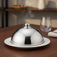 Mirror Finish Food Dome Thickened Stainless Steel Meal Cover Rust Resistant Dome Serving Lid for Banquet, Restaurant, Buffet