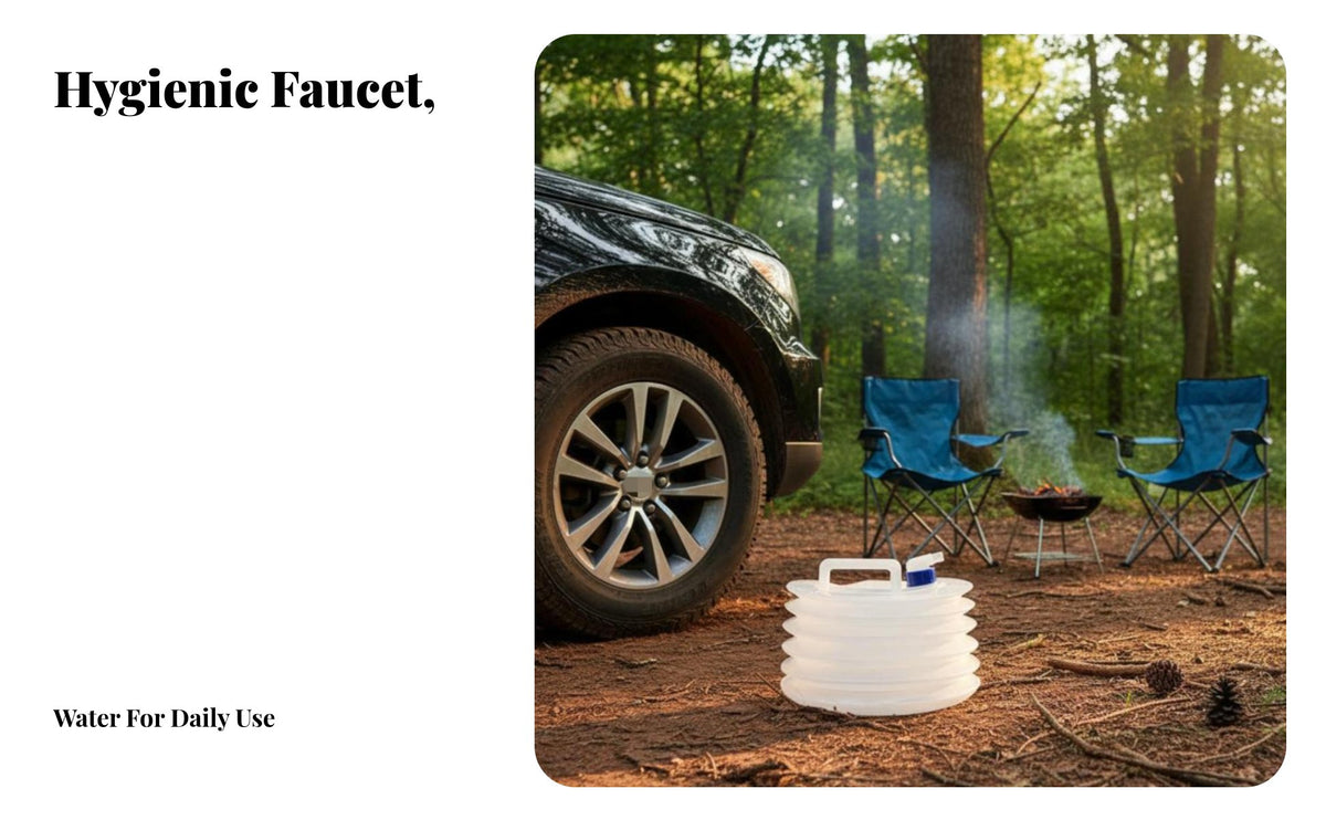 Foldable Water Container with Spigot Space-Saving Foldable Water Jug with Tap Food Grade Material Liquid Storage for Car Campers, Outdoor