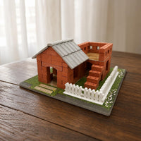 Kids DIY Miniature Brick House Building Kit - Real Bricks Masonry Villa Model Educational Toy