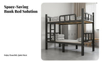 Dormitory Bunk Bed High Load Capacity Metal Frame Bunk Bed Space Saving Bedroom Furniture for Students, Adults, Construction Site Dorm, School, Hostel