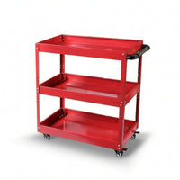 Compact 3-Tier Tool Cart with Pegboard Sturdy Rolling Tool Cart Secure Rolling Workshop Organizer with Hooks Wear-Resistant for Garage, Repair Shop