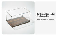Acrylic Display Case High Clearness Clear Display Box with Wooden Base Stable and Modular Brick Model Case for Hobbyists, Home Decor, Office