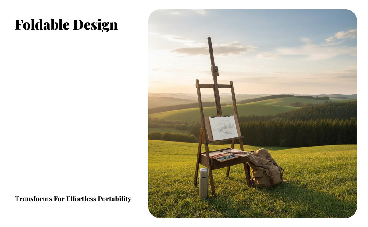 Wooden Drawer Easel Tabletop or Floor Standing Foldable Artist Easel Solid Beech Wood Sketching Display Stand for Artists, Adults, Outdoors, Classroom