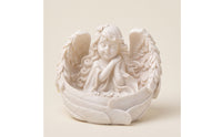 Angel Figurine Cream-White Cherub Figurine Angel Statue Serene Decor Resin for Collectors, Mantel, Bookshelf