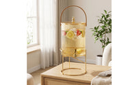 Transparent Glass Beverage Dispenser with Stand Cold-Use Ribbed Glass Dispenser with Lid Sturdy Food-Grade for Gatherings