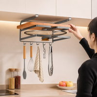 Kitchen Rack Under-Cabinet Storage Rack Gunmetal Gray Tool-Free Under-Hanging Cabinet Stainless Steel