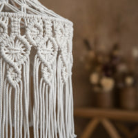 Macrame Lampshade Cotton Rope Macrame Lamp Shade Lampshade with Tassels Pendant Boho Light Shade Openwork for Bedroom