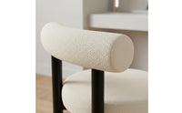 Boucle Makeup Stool Nordic Style Round Sherpa Accent Chair Ergonomic Backrest Soft-Textured Makeup Stool for Bedroom, Living Room