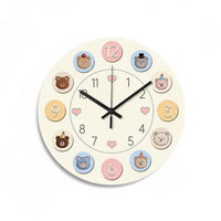 Non-Ticking Cartoon Bear Wall Clock Cartoon Creature Wall Clock for Toddlers, Kindergarten, Playroom