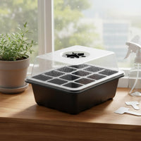 3 Pieces Vented Lid 12 Cell Tray Reusable 6 Cell Tray Sturdy Plastic Seedling Starter Kit for Plant Nursery