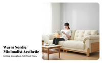3-Seater Straight Sofa Japanese aesthetic Couch Small Apartment suitable for Home Furniture for Homeowners, Families, Living Room, Lounge Area