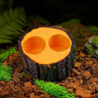 Wood Grain Reptile Water Bowl with Textured Interior Dish, Tortoise Accessories for Reptiles and Snakes, Brown Standalone Bowl