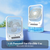 Desktop Air Climate Control Unit Cools and Humidifies Misting Desk Fan Quiet USB Powered Cooling Fan for Students, Office Workers, Dormitory, Bedroom
