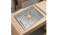 Machined Finish Metal Router Insert Plate Ruler Measurement Markings Router Table Insert Panel Mounting Holes Woodworking Tool Accessory Central Opening