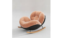 Solid Wood Rocking Lounge Chair Padded Rocking Chair with High Backrest Removable Cover High-Back Rocker Washable for Adults, Living Room, Reading Corner, Nursery, Bedroom