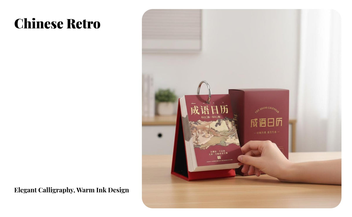 2026 Idiom Calendar, Tear-off Daily Desk Calendar, Chinese Classic Design, Knowledge Point