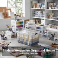 Clear Stackable Bin with Lid Transparent Lidded Box with Handle See-Through Body Household Storage for Families, Homeowners, Closet, Home, Living Room
