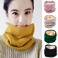 Unisex Winter Double-Layer Fleece Lined Knitted Neck Warmer Scarf