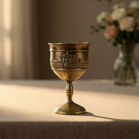 Goblet with Castle Relief Antique-Style Metal Goblet Embossed Goblet for Collectors, Hosts, Themed Parties, Home Bar, Tabletop Decor