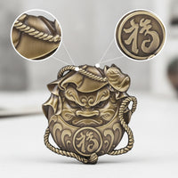 Bronze-Gold Metal Car Emblem Easy Install Car Emblem with Mascot Face Decorative Auto Badge Premium for Riders