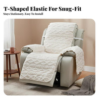 Jacquard Weave Velvety Recliner Cover Elastic Fit Velvety Recliner Slipcover Reversible Furniture Protector Soft Feel for Homeowners, Families, Parents, Living Room, Den, Bedroom, Study