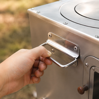Portable Tent Stove, Wood Stove for Camping, with Cooking Surface and Ash Catcher, Alloy Heating for 3-5 People