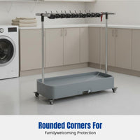Stainless Steel Mop Holder, Mobile Cleaning Rack, Floor Organizer for Balcony