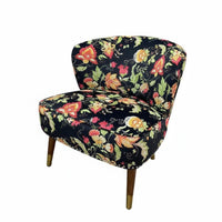 Floral Print Armchair Vintage Design Upholstered High-Sided Armchair Designer Inspired High Support for Adults