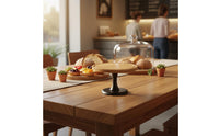 Rotating Option Cake Stand with Glass Dome Dustproof Cake Stand with Dome Lid Elegant Design Pedestal Dessert Display Keeps Food Preserved for Afternoon Tea, Party, Wedding