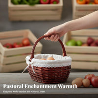 Handwoven Wicker Carrying carrier Rustic and aesthetic Rectangular Woven carrier with grips Natural Look farmer's market Tote adaptable for Gift Givers, Home Decorators, Shopping, outdoor meals, outdoor meal, Easter basket hunt Hunts