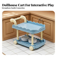 1:12 Scale Dining Cart Cute Design 1:12 Scale Kitchen Cart Realistic Simulation Dollhouse Serving Trolley for Collectors, Hobbyists, Diorama