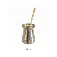 Perforated Handle Turkish Coffee Pot Flared Rim Metal Turkish Coffee Pot Tapered Body Briki Silver-Toned