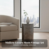 Metal Side Table Elegant Aesthetic Minimalist Pedestal Table Multi-Functional Decorative Stool for Bedside, Entryway, Office