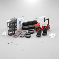 12 Pieces 1:64 Repair Tools Set Resin 1:64 Garage Tool Set Pre Painted Mini Auto Repair Kit for Desktop, Dollhouse