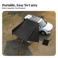 Suction Cup Mount Car Side Awning Portable Vehicle Canopy Easy Install Sun Shade Blackout Coating for Overlanders, Road Trippers, Outdoor Enthusiasts, Tailgating, Beach Trips, Picnics