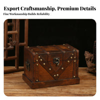 Home Organizer Desktop Storage Box Wooden Storage Box Hinged Lid Compact Size
