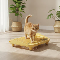 Anti-Tracking Cat Litter Sand-Control Tray Easy Clean Litter Tray with Grid Slotted Raised for Apartments