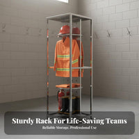 Stainless Steel Fire Suit Hanger 360° Rotation Double-Sided Turnout Gear Locker Rust-Resistant Firefighter Gear Rack for Firefighters