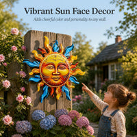 Iron Art Sun Face Wall Decor for Garden Patio Indoor Living Room