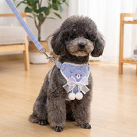 Retractable Dog Leash and Dog Harness Set, Soft Suede Velvet Plaid Bow Harness Leash, Puppy Leash for Daily Walking Leash and Training Leash Use