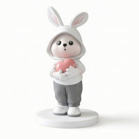 Rabbit Figurine with Heart Artisanal Rabbit Figurine Charming for Living Room
